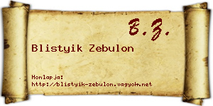 Blistyik Zebulon névjegykártya
